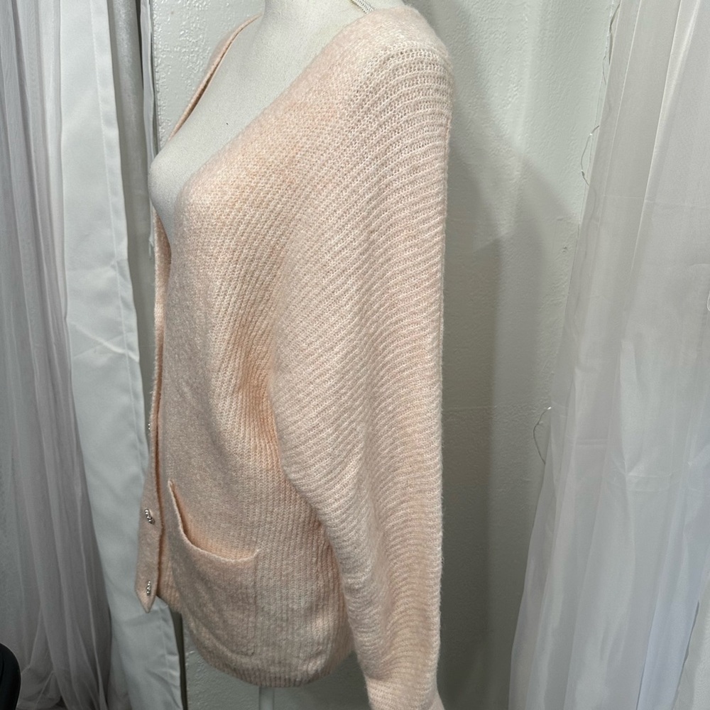 Studio 19 pink Sweater pastel cardigan size Medium - Picture 4 of 7